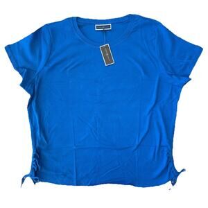 Karen Scott NWT Cobalt Blue Cotton Tee Flattering 3XL Women’s Drawstring